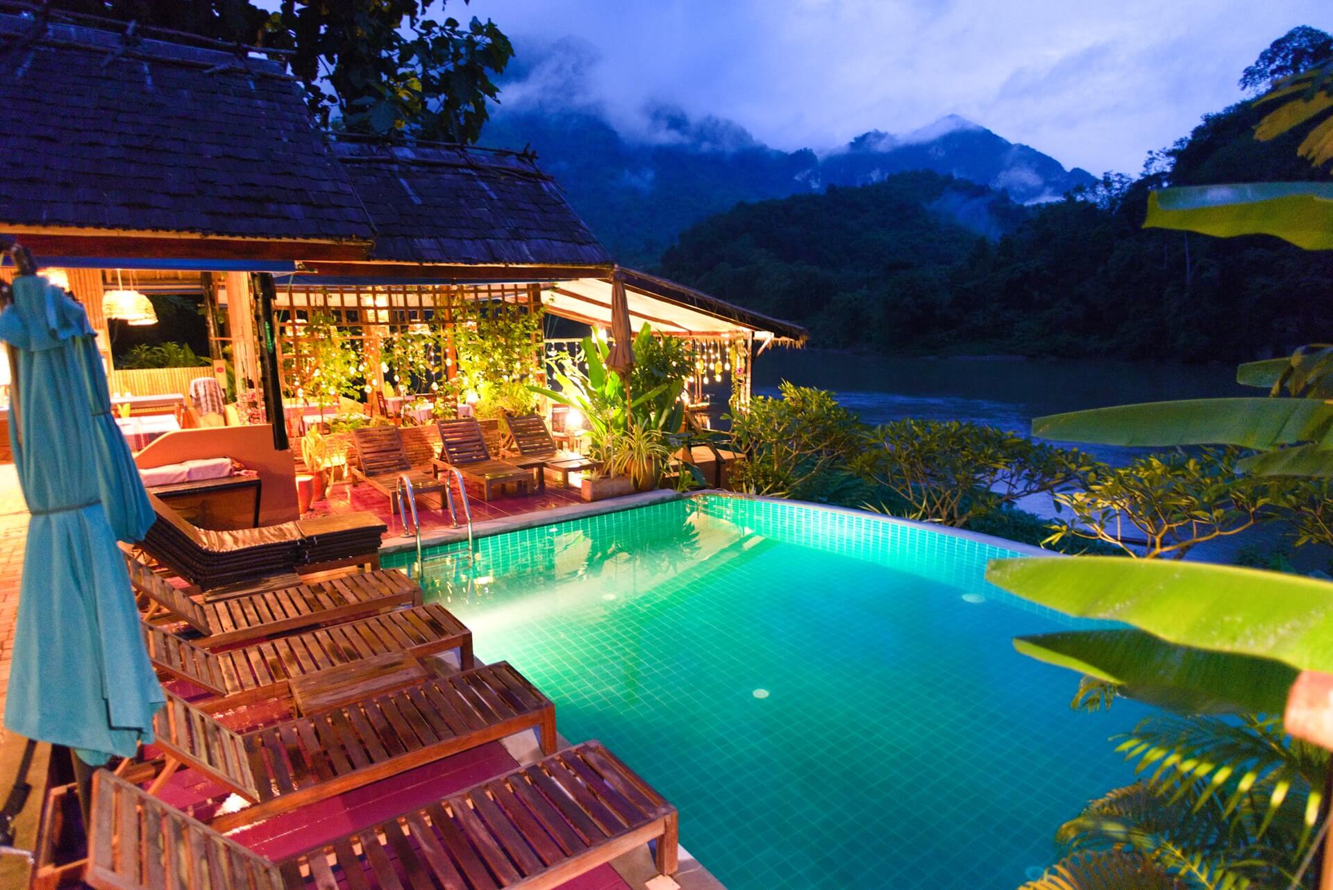Alternative view of the infinity pool showcasing the tranquil atmosphere and natural surroundings